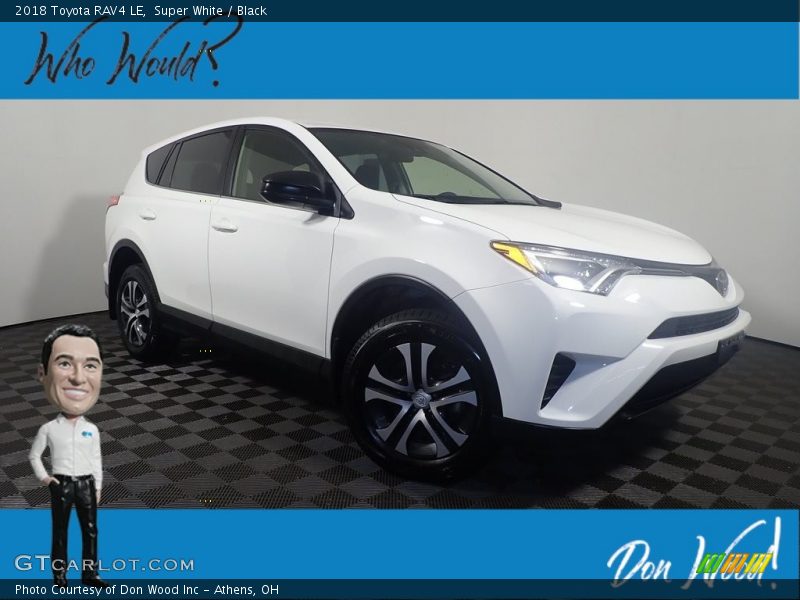 Super White / Black 2018 Toyota RAV4 LE