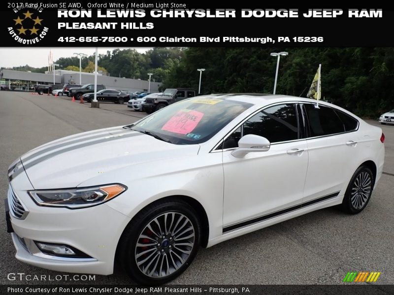 Oxford White / Medium Light Stone 2017 Ford Fusion SE AWD