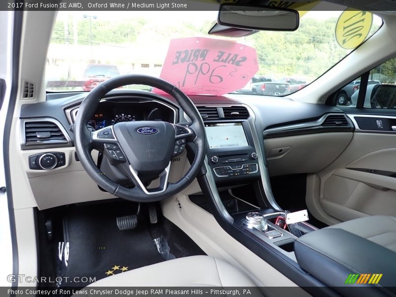 Oxford White / Medium Light Stone 2017 Ford Fusion SE AWD