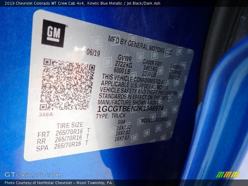 Kinetic Blue Metallic / Jet Black/Dark Ash 2019 Chevrolet Colorado WT Crew Cab 4x4