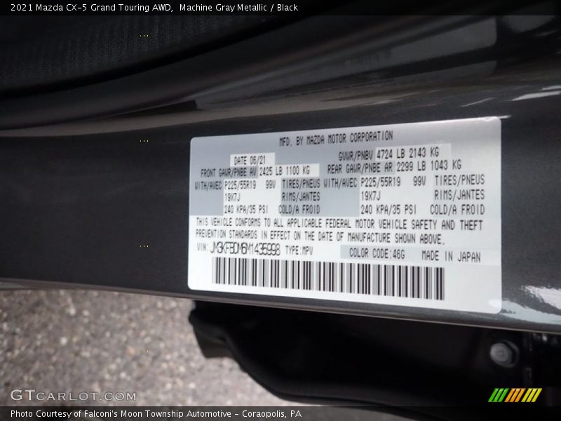 Machine Gray Metallic / Black 2021 Mazda CX-5 Grand Touring AWD