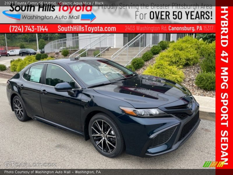 Galactic Aqua Mica / Black 2021 Toyota Camry SE Hybrid