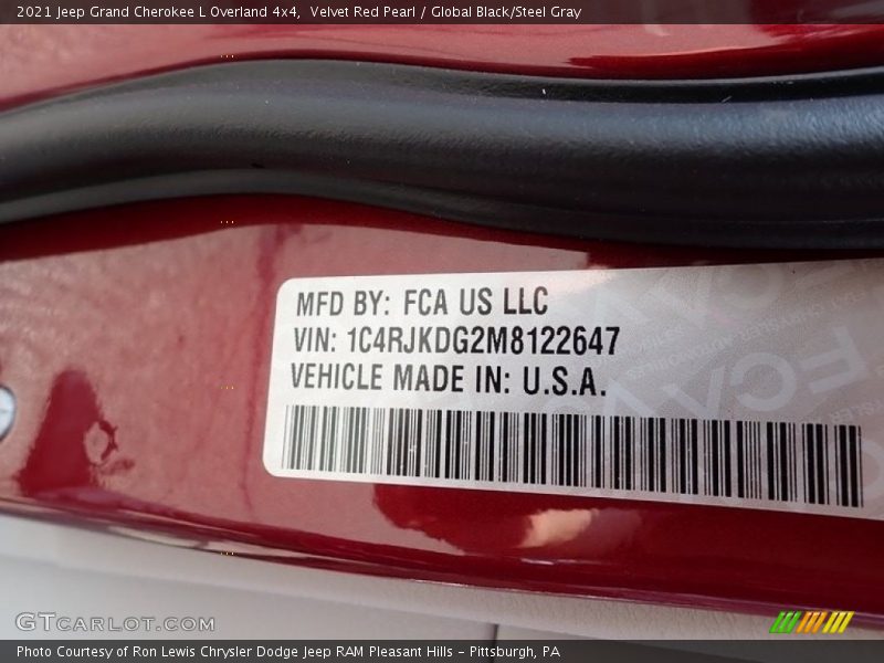 Velvet Red Pearl / Global Black/Steel Gray 2021 Jeep Grand Cherokee L Overland 4x4