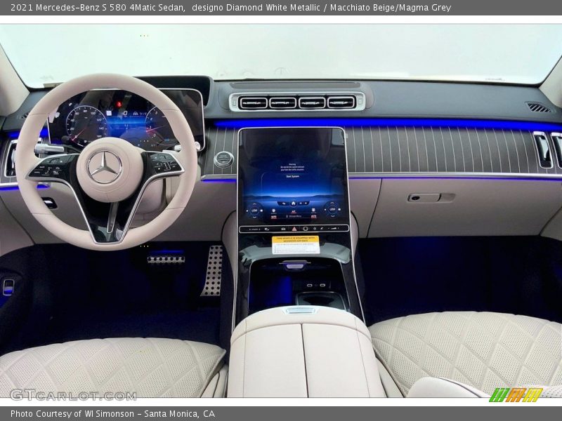 designo Diamond White Metallic / Macchiato Beige/Magma Grey 2021 Mercedes-Benz S 580 4Matic Sedan