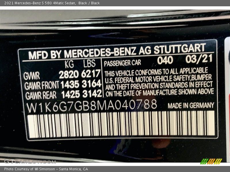 Black / Black 2021 Mercedes-Benz S 580 4Matic Sedan