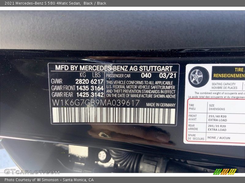 Black / Black 2021 Mercedes-Benz S 580 4Matic Sedan