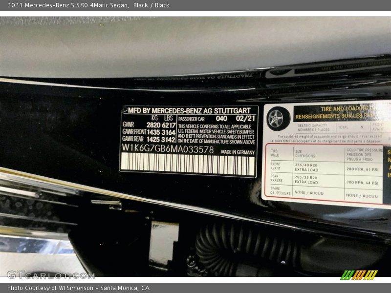 Black / Black 2021 Mercedes-Benz S 580 4Matic Sedan