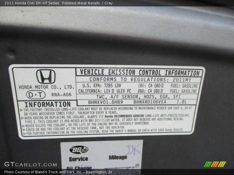 Polished Metal Metallic / Gray 2011 Honda Civic DX-VP Sedan