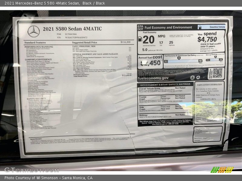 Black / Black 2021 Mercedes-Benz S 580 4Matic Sedan