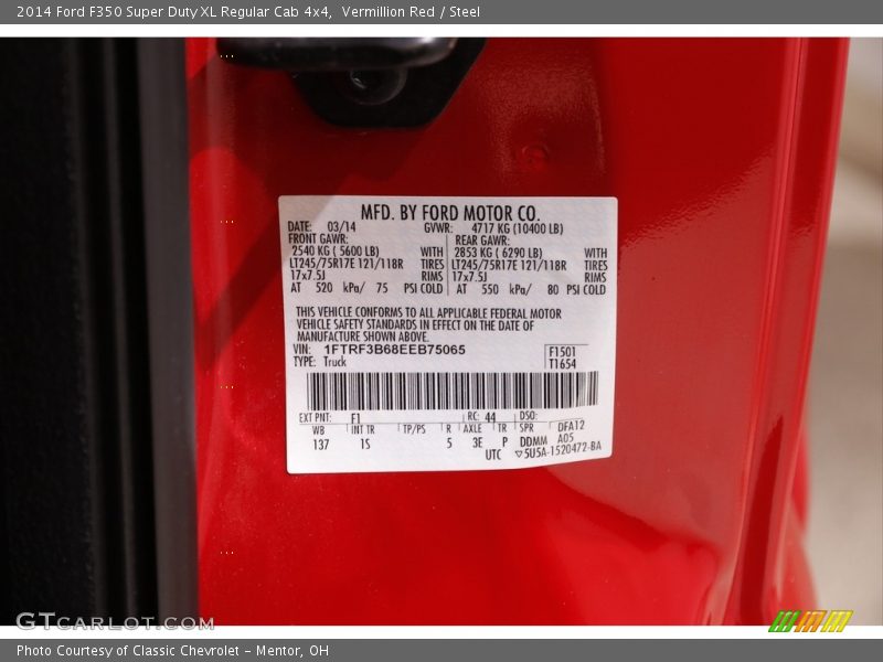 Vermillion Red / Steel 2014 Ford F350 Super Duty XL Regular Cab 4x4