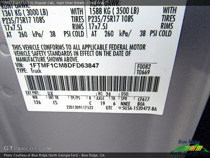 Ingot Silver Metallic / Steel Gray 2013 Ford F150 XL Regular Cab