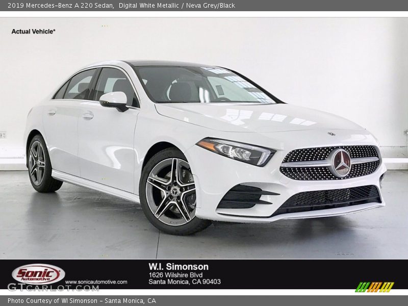 Digital White Metallic / Neva Grey/Black 2019 Mercedes-Benz A 220 Sedan