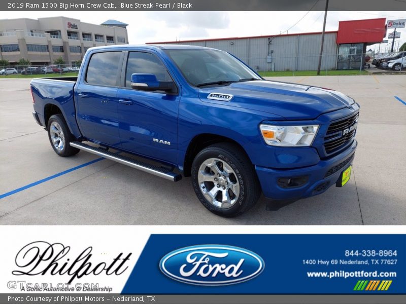 Blue Streak Pearl / Black 2019 Ram 1500 Big Horn Crew Cab