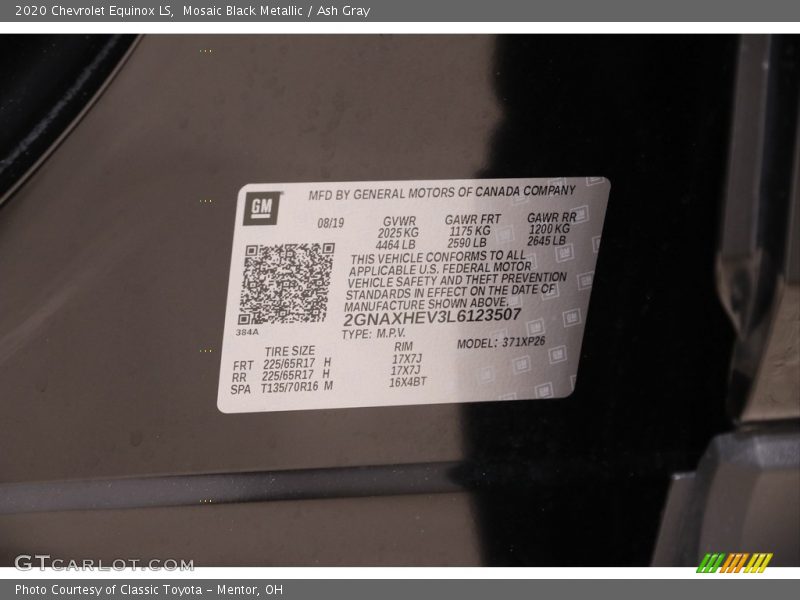 Mosaic Black Metallic / Ash Gray 2020 Chevrolet Equinox LS