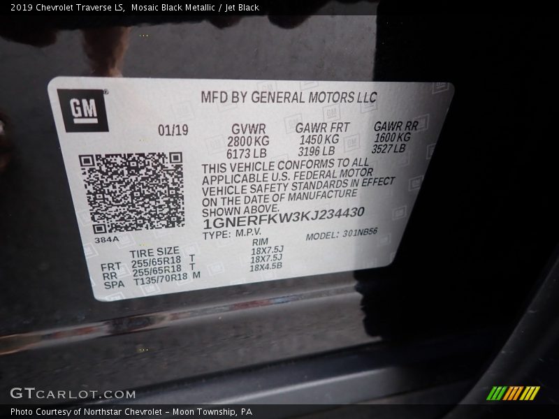 Mosaic Black Metallic / Jet Black 2019 Chevrolet Traverse LS
