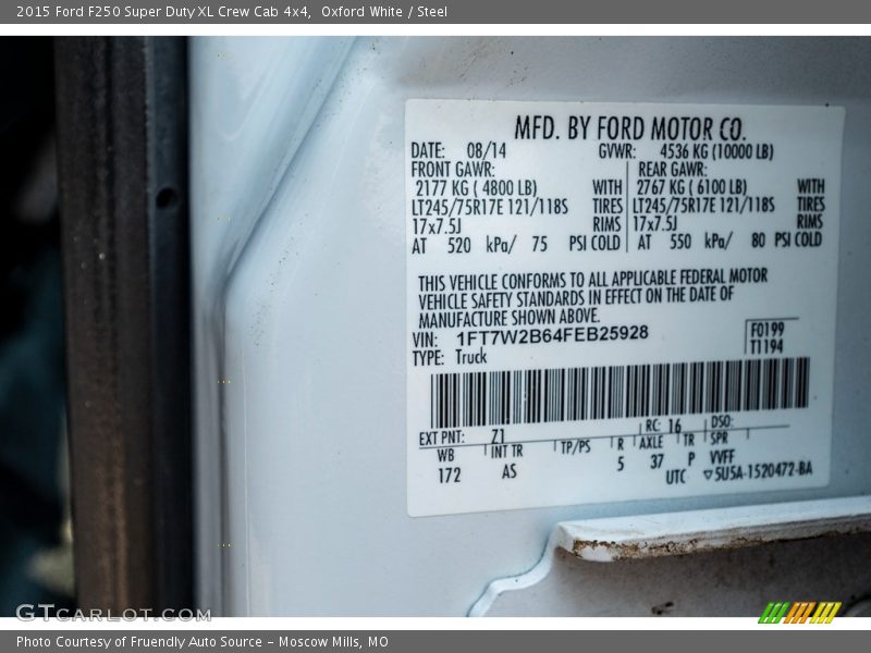 Oxford White / Steel 2015 Ford F250 Super Duty XL Crew Cab 4x4