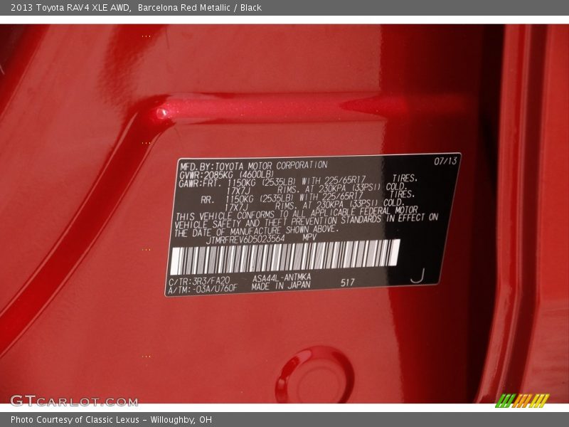Barcelona Red Metallic / Black 2013 Toyota RAV4 XLE AWD