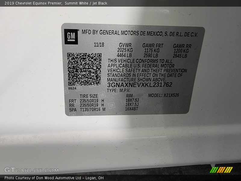 Summit White / Jet Black 2019 Chevrolet Equinox Premier