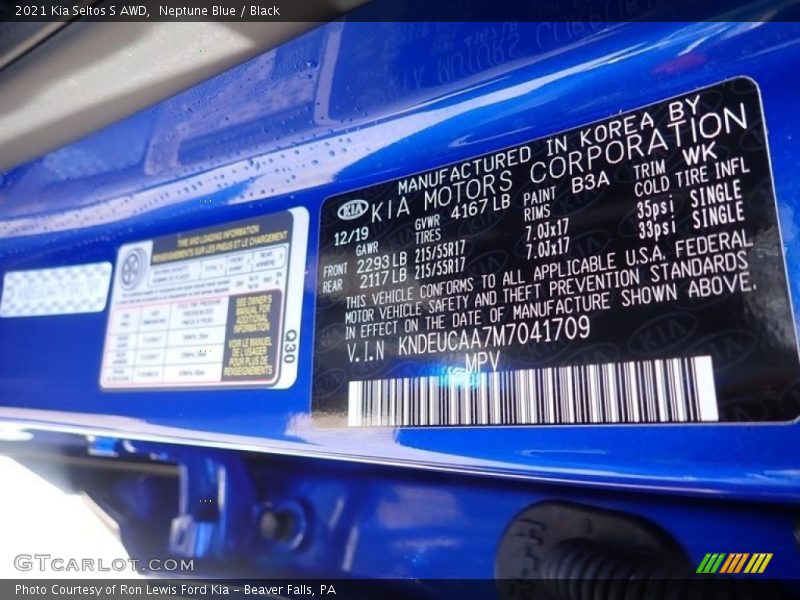 Neptune Blue / Black 2021 Kia Seltos S AWD