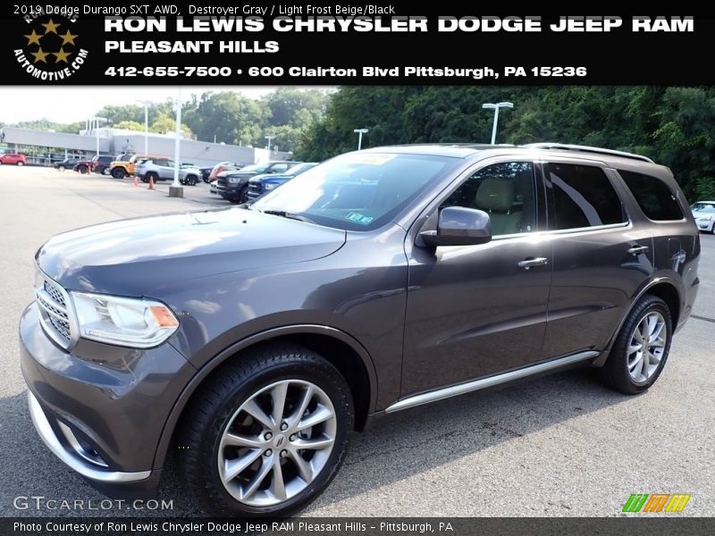 Destroyer Gray / Light Frost Beige/Black 2019 Dodge Durango SXT AWD