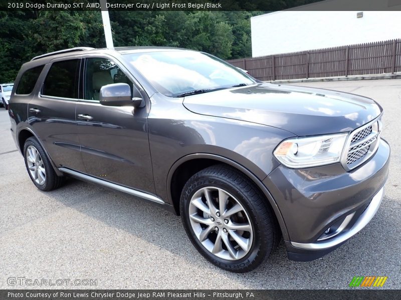 Destroyer Gray / Light Frost Beige/Black 2019 Dodge Durango SXT AWD