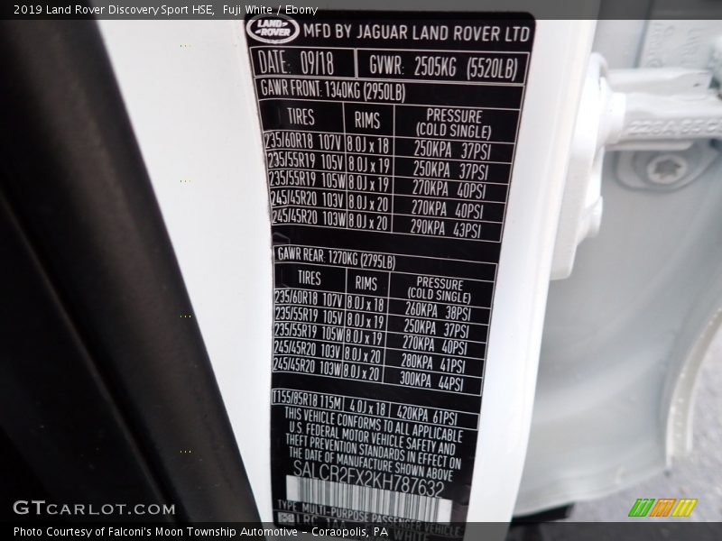 Fuji White / Ebony 2019 Land Rover Discovery Sport HSE