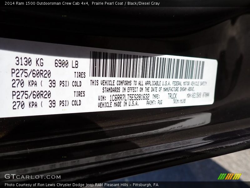 Prairie Pearl Coat / Black/Diesel Gray 2014 Ram 1500 Outdoorsman Crew Cab 4x4