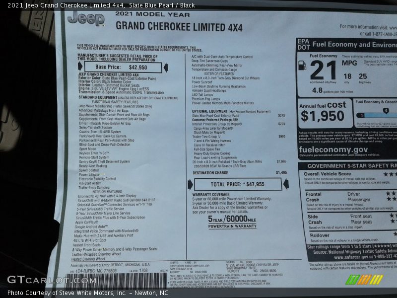 Slate Blue Pearl / Black 2021 Jeep Grand Cherokee Limited 4x4