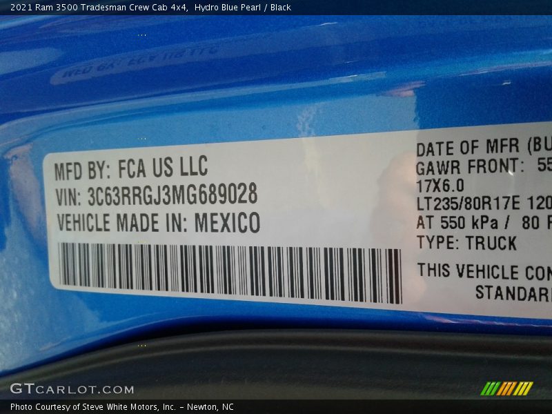 Hydro Blue Pearl / Black 2021 Ram 3500 Tradesman Crew Cab 4x4