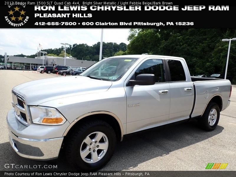 Bright Silver Metallic / Light Pebble Beige/Bark Brown 2012 Dodge Ram 1500 SLT Quad Cab 4x4
