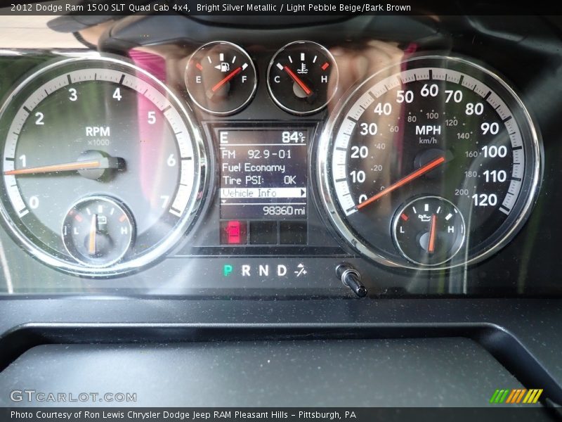 Bright Silver Metallic / Light Pebble Beige/Bark Brown 2012 Dodge Ram 1500 SLT Quad Cab 4x4