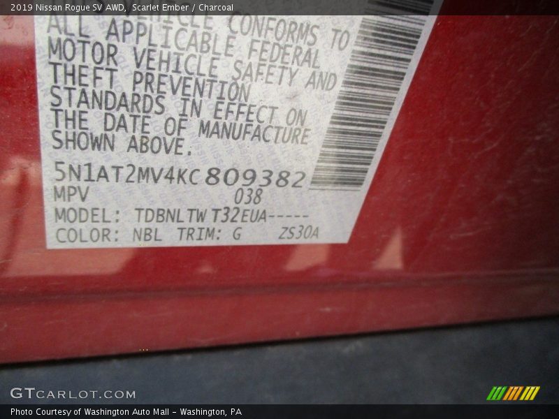 Scarlet Ember / Charcoal 2019 Nissan Rogue SV AWD
