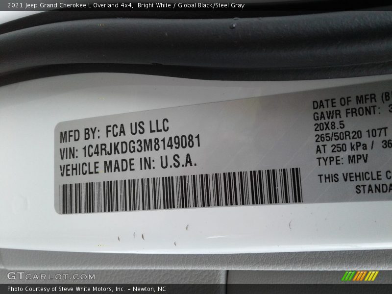 Bright White / Global Black/Steel Gray 2021 Jeep Grand Cherokee L Overland 4x4
