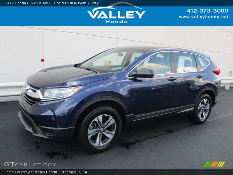 Obsidian Blue Pearl / Gray 2019 Honda CR-V LX AWD