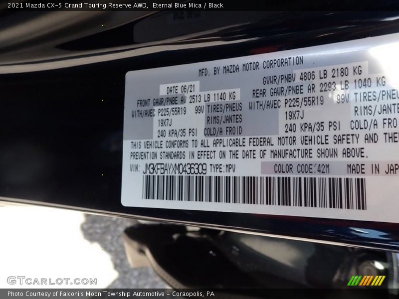Eternal Blue Mica / Black 2021 Mazda CX-5 Grand Touring Reserve AWD
