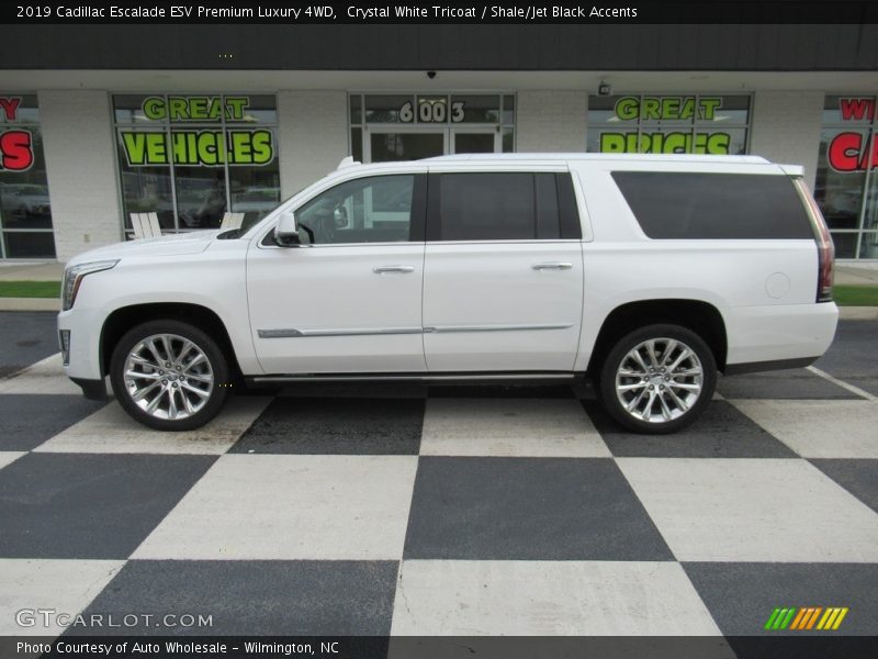 Crystal White Tricoat / Shale/Jet Black Accents 2019 Cadillac Escalade ESV Premium Luxury 4WD