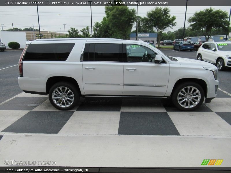 Crystal White Tricoat / Shale/Jet Black Accents 2019 Cadillac Escalade ESV Premium Luxury 4WD