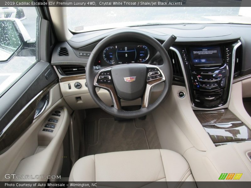 Crystal White Tricoat / Shale/Jet Black Accents 2019 Cadillac Escalade ESV Premium Luxury 4WD