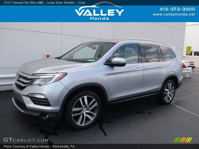 Lunar Silver Metallic / Gray 2017 Honda Pilot Elite AWD