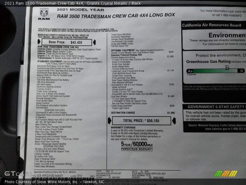 Granite Crystal Metallic / Black 2021 Ram 3500 Tradesman Crew Cab 4x4