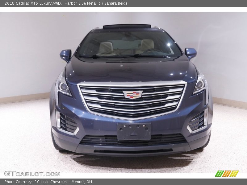 Harbor Blue Metallic / Sahara Beige 2018 Cadillac XT5 Luxury AWD