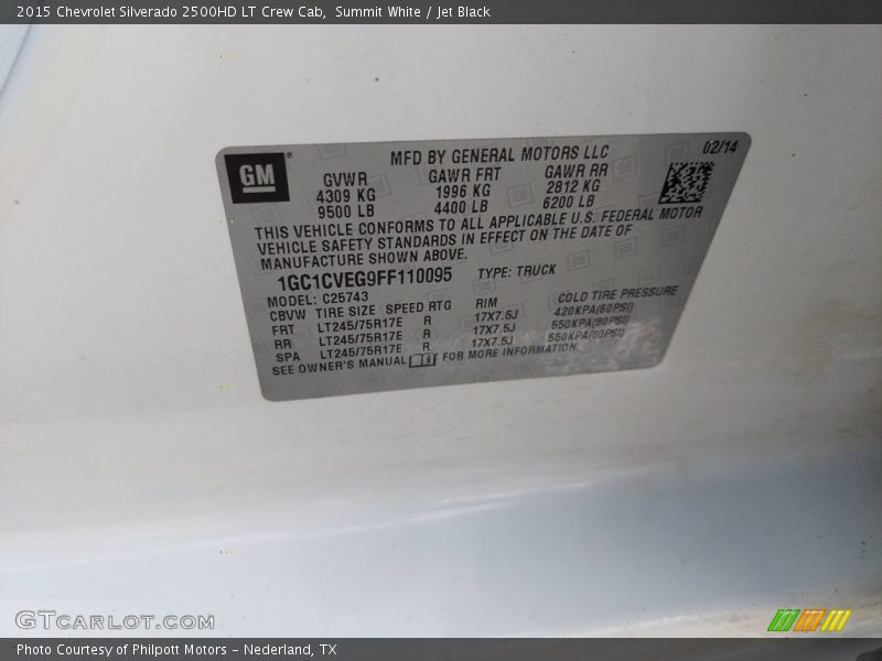 Summit White / Jet Black 2015 Chevrolet Silverado 2500HD LT Crew Cab