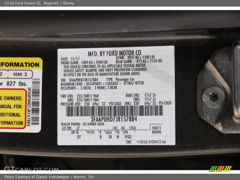 Magnetic / Ebony 2018 Ford Fusion SE