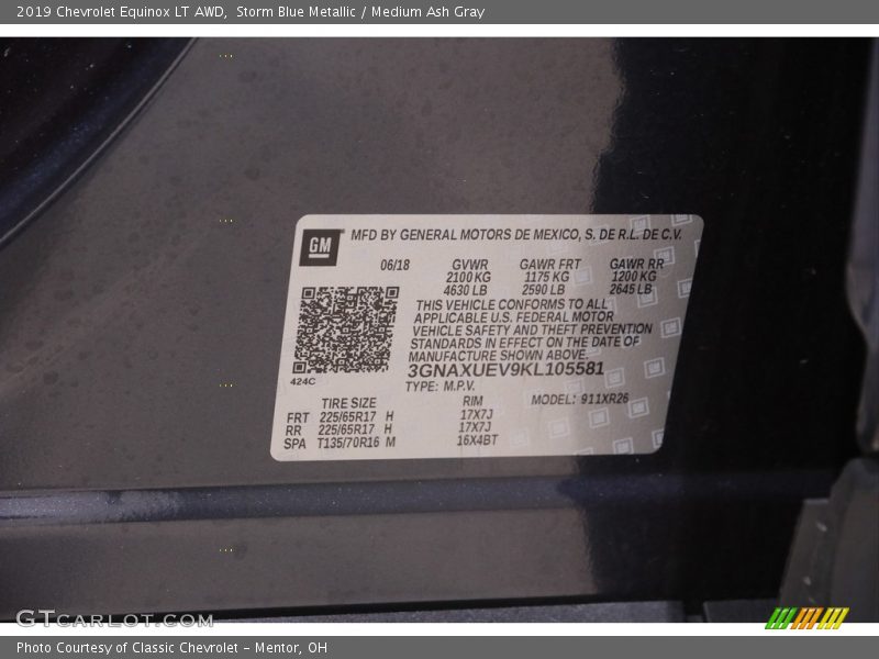 Storm Blue Metallic / Medium Ash Gray 2019 Chevrolet Equinox LT AWD