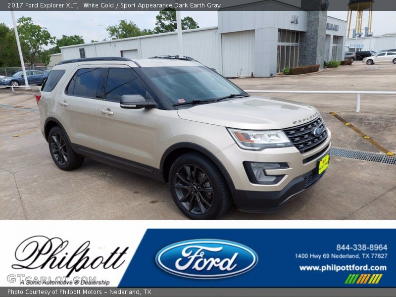 White Gold / Sport Appearance Dark Earth Gray 2017 Ford Explorer XLT