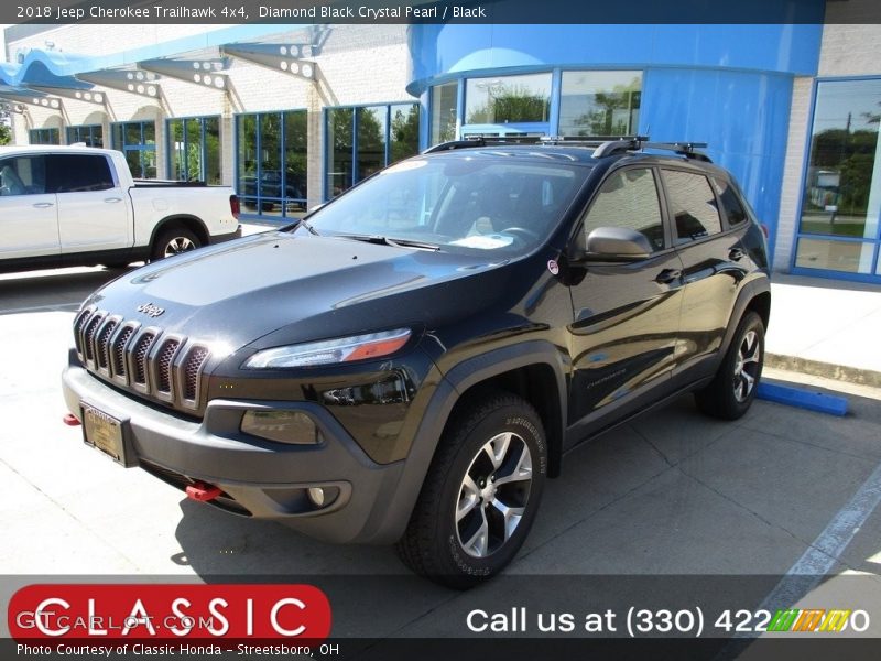 Diamond Black Crystal Pearl / Black 2018 Jeep Cherokee Trailhawk 4x4