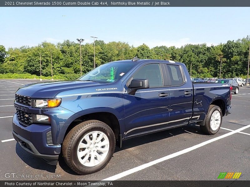 Northsky Blue Metallic / Jet Black 2021 Chevrolet Silverado 1500 Custom Double Cab 4x4