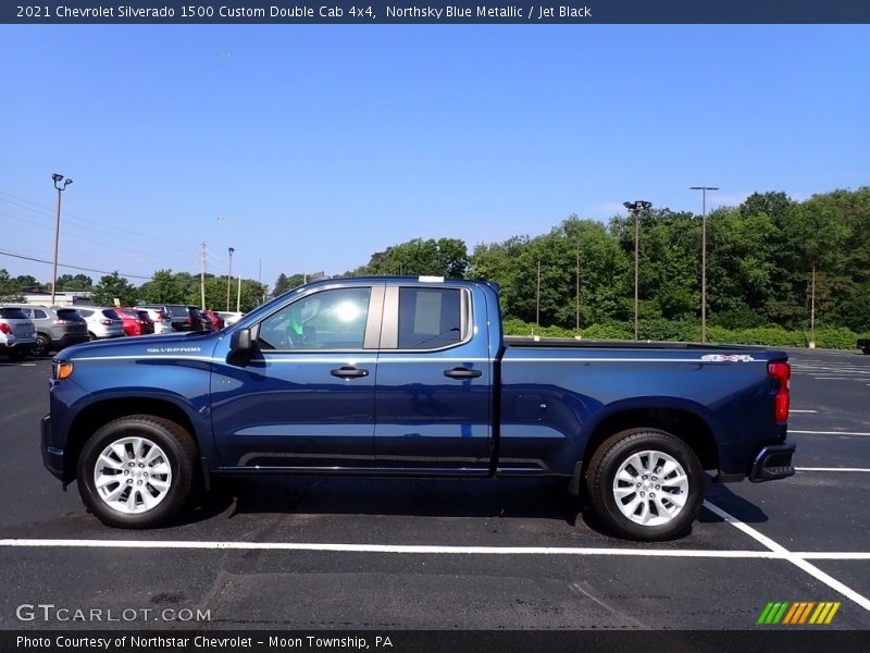 Northsky Blue Metallic / Jet Black 2021 Chevrolet Silverado 1500 Custom Double Cab 4x4