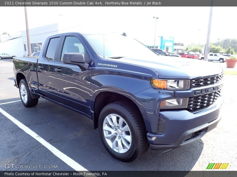 Northsky Blue Metallic / Jet Black 2021 Chevrolet Silverado 1500 Custom Double Cab 4x4