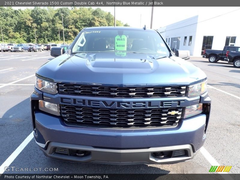 Northsky Blue Metallic / Jet Black 2021 Chevrolet Silverado 1500 Custom Double Cab 4x4